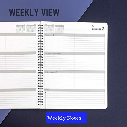 Delane Weekly Planner 2020-2021 - Spiral Bound Hourly Appointment Book – Schedule Your School or Business Calendar – Annual Organizer Agenda with Premium Paper, Black