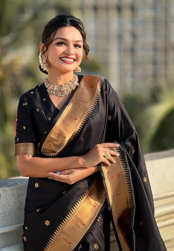 Image of SGF11 Women's Kanjivaram Paithani Silk Saree With Unstitched Blouse Piece
