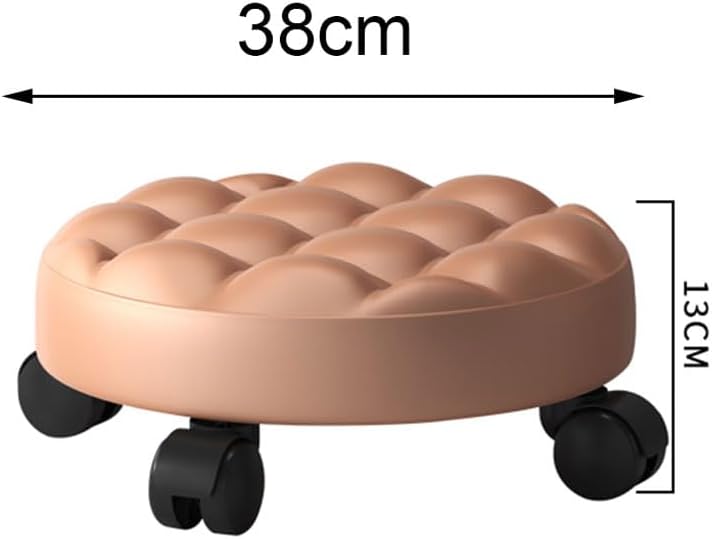 Low Roller Stool with 360° Swivel Wheels, Low-Height Short Rolling Stool Seat, PU Leather Small Mechanic Chair, Rolling Stools for Pedicure, Garage, Shop, Library Black