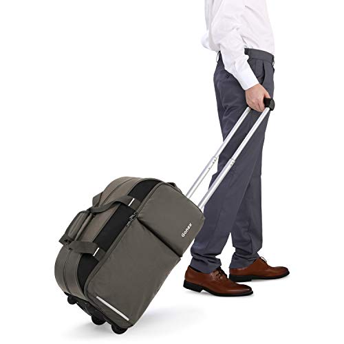 Gonex Rolling Duffle Bag with Wheels, 40L Water Repellent Wheeled Duffel Carry On Luggage with rollers 22 inch Grey