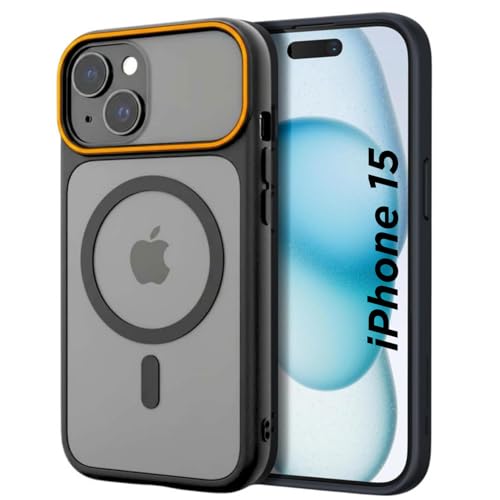 Image of AIBEX Magnetic Compatible Shockproof Case for iPhone 15 - Slim Protective Back Cover with Camera Lens Protection, Strong Magnetic Support, Anti-Slip Grip, Military Grade Drop Protection (Black)