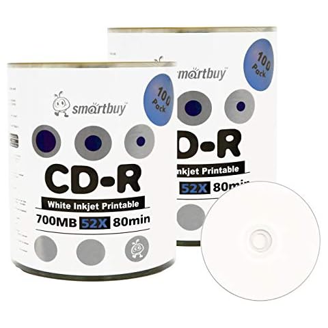 Smartbuy 700mb/80min 52x CD-R White Inkjet Hub Printable Blank Recordable Media Disc (200-Disc) Cover