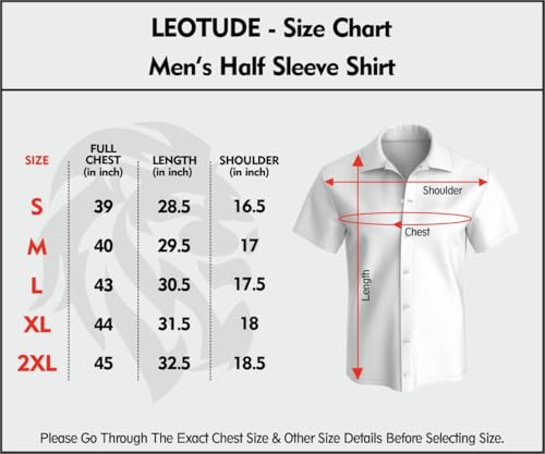 Image of LEOTUDE Men's Cotton Blend Solid Half Sleeve Slim Fit Shirt For Men