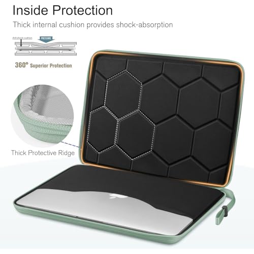 Image of MOCA EVA Hard Laptop Sleeve for 14 inch - 15 inch Laptop MacBook Air 15, HP 15s, Dell Inspiron 15, ASUS Vivobook 15 | Tailored Fit 14.5x10.2 Inch Internal Shockproof Cover (Sage Green)