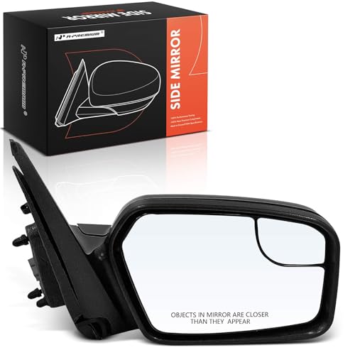 A-Premium Passenger Side Power Door Mirror - Compatible with Ford Fusion 2011-2012 - Non-Heated, Non-Folding, Black Outside Rear View Mirror w/Blind Spot Glass