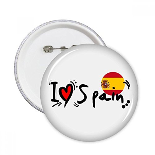 Badge rond J'aime l'Espagne avec drapeau et cœur illustration pour vêtement taille L