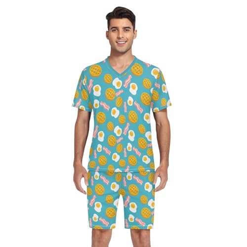 Cool Beer Men Pajamas Sets Short Sleeve Sleepwear PJs Sets Two-Pieces Loungewear with Pockets