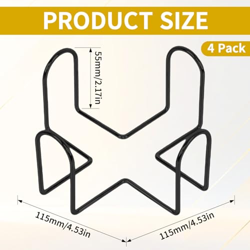MCSDFN 4 Pack Metal Coaster Holder 4.5 Inch Black Iron Coaster Stand Thick Iron Wires Holder Storage for Square Polygonal Round Coasters, Fit 4 to 7 Coasters