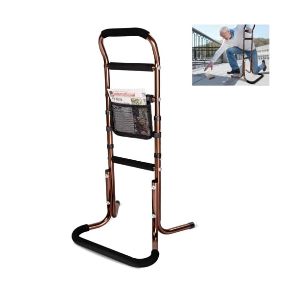 HEPO Chair Stand Assist for Seniors with Storage Pocket, Adjustable Height Cane, Bed Rails for Elderly Sit to Stand, Portable Mobility Aids, Chair Lift Assist Grab Bar Safe Support