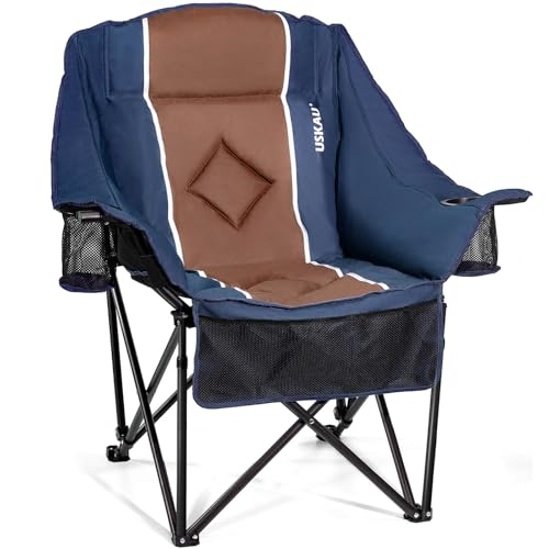 USKAU Oversized Folding Camping Chair for Adults Heavy Duty Padded
