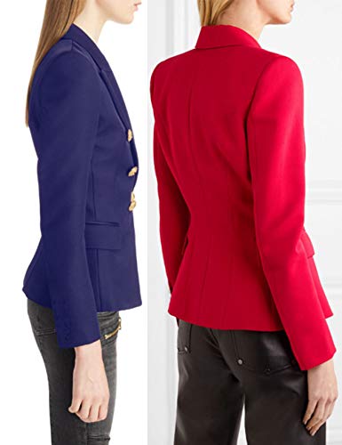 Women's Slim Solid Color 6 Button Petite Blazers4