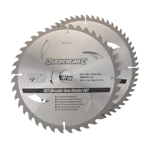 Silverline 991704 TCT Cirkelsågblad 40 60 T, 250 x 30-25, 20, 16 mm Ringar, Paket med 2