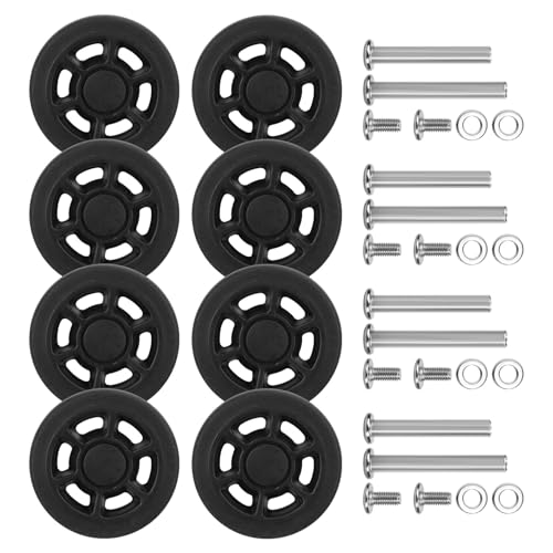 Luggage Wheels Replacement 8Pcs Black Replace Wheels with Screw 55mm Axles Repair Kit Silent Caster Wheel DIY Repair