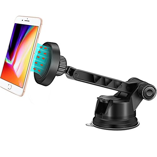 IPOW Magnetic Windshield Dashboard Car Mount Adjustable Sturdy Long Arm Suction Cup Universal Phone Holder Cradle for iphoneX 8 8P 7P 6S 6 5S, GalaxyS9 S8 S7 S6 S5,Google, Nexus, Lg, Huawei