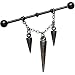 Handcrafted Black Spike Dangle Industrial Barbell