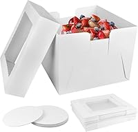 Tortenbox Tortenkarton Hoch 20x20x20cm 10Stk Tortenschachtel Kuchenkarton Kuchenbox Pappe Kuchen Transportbox Tortentransportbox Torten Verpackung mit Sichtfenster Cake Boxen (8x8x8inch - 5Stk)
