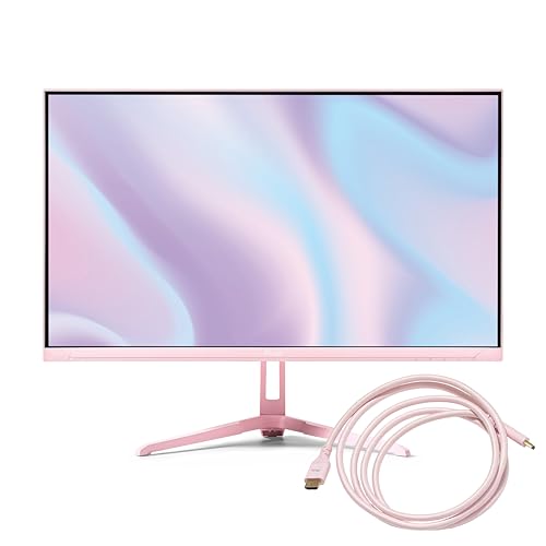 Image of Pixio PX248 Wave Pink 24 inch 200Hz 1080p Fast IPS Panel 1ms GTG Gaming Monitor with Pink HDMI 2.1 Cable Ultra Certified Ultra High Speed 6FT 8K 60Hz 4K 120Hz Nylon Braided