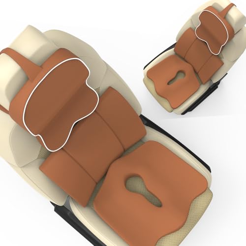 Image of Neckrest Back Support or Orthopaedic Cushion for Long Sitting with Ergonomic Design Made by High Density Memory Foam Used for Car or Office Chairs. (Majestic tan, Lumbar)