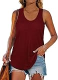 XIEERDUO Womens Tank Tops Loose Fit U Neck Summer Tank Tops for Women Burgundy M