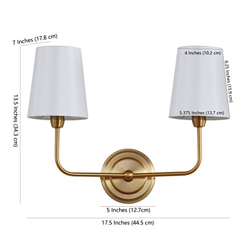 Image of Safavieh Lighting Ezra Brass Gold 2-Light Wall Sconce (LED Bulbs Included)