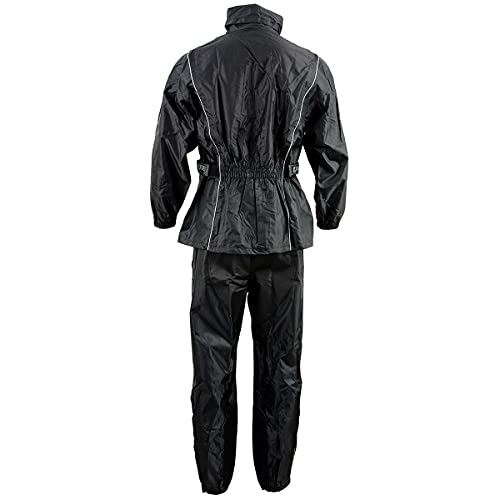NexGen SH2225 Men's Black Waterproof Rain Suit with Reflective Piping2