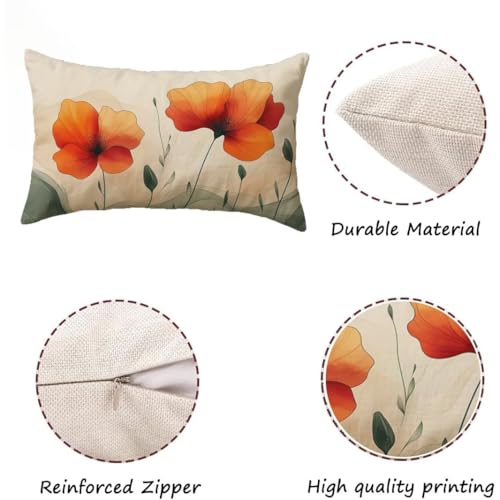 Housse de coussin 40x70 orange brûlée en lin doux pour canapé - 6
