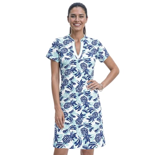 Amazon.com: IZOD Women's V-Neck Short Sleeve Athletic Dress, Aruba