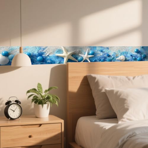 Image of Nuxovilar Ocean Shell Starfish Peel Stick Wall Border PVC 3.94x16.4'