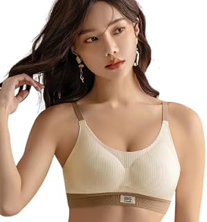 Yurisha Women Seamless Padded Sports Bra, Wireless Ribbed Cotton Stretch Bralette with Adjustable Straps, Light Support fo... Price In India