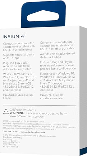 Adaptateur USB-C vers Ethernet pour connexion internet filaire 1Gbps