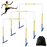 Adjustable Height Hurdles Training Equipment, 3Pcs Metal Practice Hurdles Track and Field for Kids, Youth and Adults Agility Training, Jumping Speed Hurdles for Football, Soccer, Basketball, Dogs