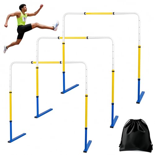 Adjustable Height Hurdles Training Equipment, 3Pcs Metal Practice Hurdles Track and Field for Kids, Youth and Adults Agility Training, Jumping Speed Hurdles for Football, Soccer, Basketball, Dogs