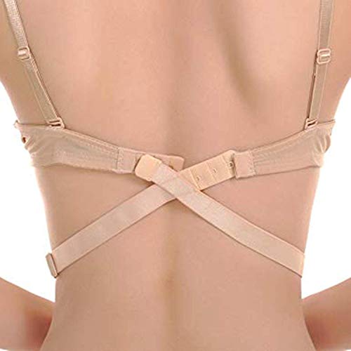 PLUMBURY Women's Adjustable Low Back Bra Strap Convertor/Extender 1& 2 Hook (Pack Of 3) Black,White,Beige - Image 4