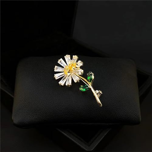 Image of WCRAZYE Sunflower Flower Brooch Pin for Women Girls Elegant Enamel Crystal Rhinestone Yellow Flower Plant Brooch Pin, Charm Sun Flower Coat Brooch for Mom Christmas Valentine's Day Jewelry Gifts