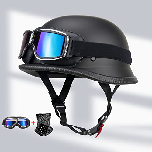 Germany Style German Style Motorcycle Helmet Thin Skull Cap Half Helmet For Adult Men Womenretro Half Face Helmet For Cruiser Scooter Dot Approve Helmet Novelty Half Shell Helmet(Glossy Black, Xxl)… #TOP4