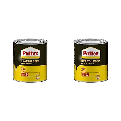 Pattex Kraftkleber Compact, extra starker Kleber ohne Tropfen und Fäden ziehen, Klebstoff für senkrechte und poröse Oberflächen, Kontaktkleber in Gelform, 1x625g (Packung mit 2) Pattex Kraftkleber Compact, extra starker Kleber ohne Tropfen und Fäden ziehen, Klebstoff für senkrechte und poröse Oberflächen, Kontaktkleber in Gelform, 1x625g (Packung mit 2)