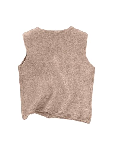 Image of RoseSeek Women's Button Down Sweater Vest Sleeveless Crewneck Knit Outerwear Old Money Knitwear