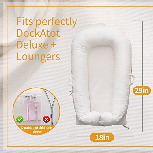 Image of Corduroy Baby Lounger Cover for Dockatot Deluxe + | 100% Cotton Hypoallergenic Newborn Premium Quality Spare Cover(Cover Only) (White)