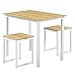 HOMOOI Set Tavolo da Pranzo con 2 Sgabelli Set 1 Tavolo 2 Sedie Legno per Cucina Casa Soggiorno per 2 Persone Quercia HDT109003WR