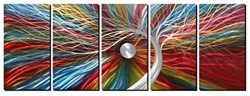 Metal Wall Art with Colorful Fantastic Tree Design, Abstract Modern