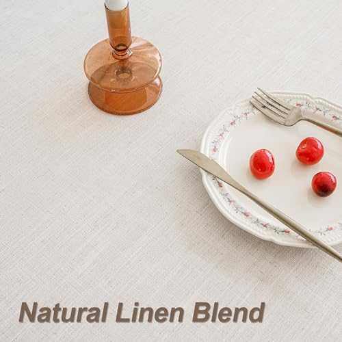 Cream-Linen-Tablecloth-for-Rectangle-Table-Farmhouse-Burlap-Table-Cloths-with-Tassel-Kitchen-Dining-Room-Water-Repellent-Wrinkle-Free-Rustic-Boho-Oblong-Table-Cover-for-Thanksgiving-Party-55×86-Inch Cream Linen Tablecloth for Rectangle Table Farmhouse Burlap Table Cloths with Tassel Kitchen Dining Room Water Repellent Wrinkle Free Rustic Boho Oblong Table Cover for Thanksgiving Party 55×86 Inch