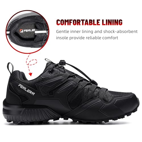 Image of FENLERN Men's Trail Running Shoes Waterproof Hiking Sneakers | Wide Non-Slip Trekking Outdoor Walking Shoes Workout Tennis Gym Cross Training Lightweight Breathable