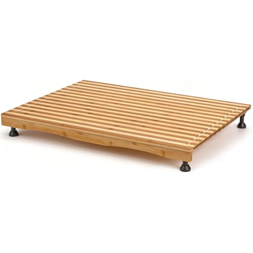 Tabla de cortar rectangular de bambú con patas ajustables miniatura 1