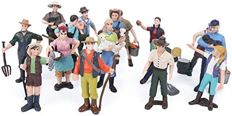 Bagima 16pcs Figure Model Simulation Figure Model Simulation Farm Character Model Set Farmer Miniature Toy Play Figures Educational Toys for Children Boys and Girls