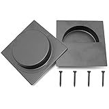 Magic&shell Door Pull 2PCS 304 Stainless Steel Black Square Flush Recessed Door Pull Handle for Cabinet Drawer and Wardrobe Half Moon 70mm/2.8Inch