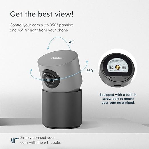 Miniatura 4 de Hoop Cámara de seguridad inalámbrica HD para interiores con almacenamiento automático de clips de 10 segundos, aplicación para smartphone, visión