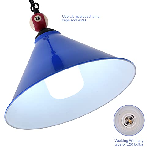 Lovefindahome 3 Lights Hanging Table Light Billiard Light For Pool Table With Matte Metal Shades And Billiard Ball Decor For Gaming Room Living Room Kitchen (Blue) #TOP2