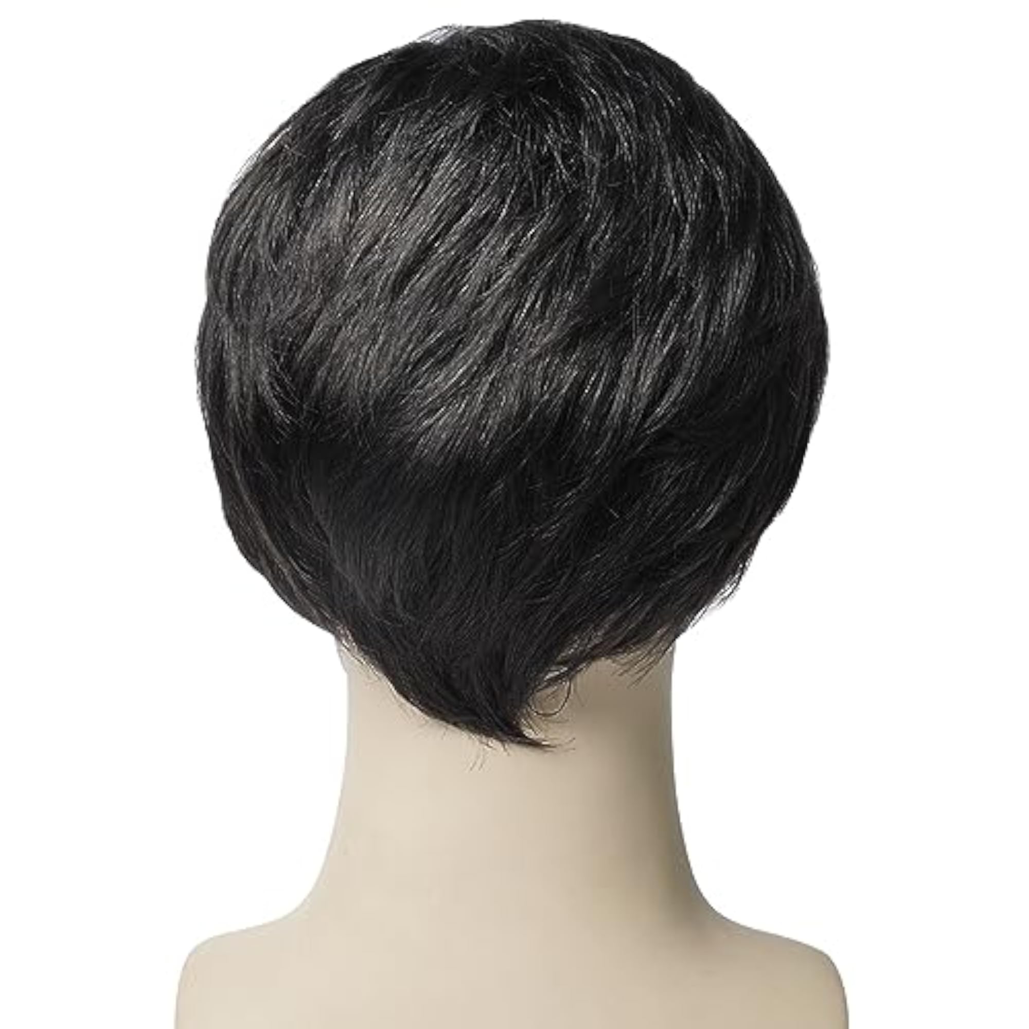 Men's Short Straight Black Wig, Layered Style