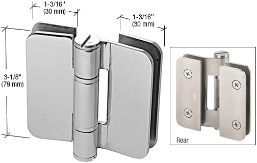 C.R. LAURENCE ZUR07PS CRL Polished Stainless Steel Zurich 07 Series Glass-to-Glass Inline Outswing Hinge