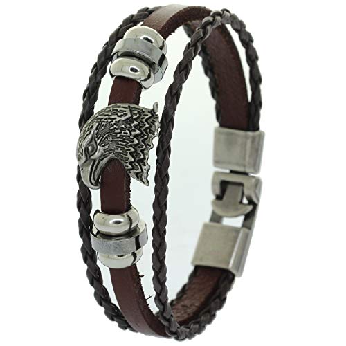 Vintage Braided Genuine Leather Bracelet Punk Cuff Jewelry Stainless Steel Eagle Stud Bracelets Braided Wrap Fashion Casual Stylish Hip Hop Alloy Cowhide Bracelet Bangle